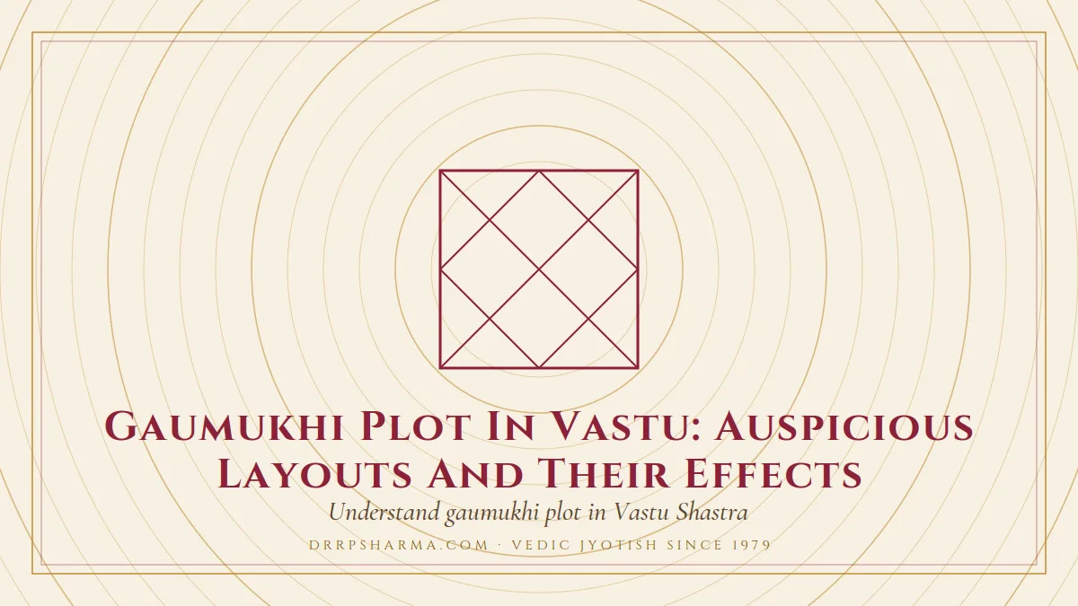 Gaumukhi Plot In Vastu: Auspicious Layouts And Their Effects — a Vedic birth-chart (kundli) diagram motif on a parchment plate