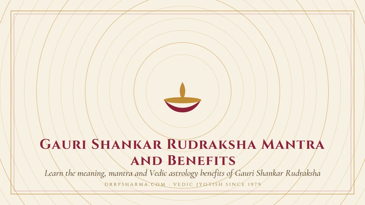 Gauri Shankar Rudraksha Mantra and Benefits — a lit diya lamp motif on a parchment plate