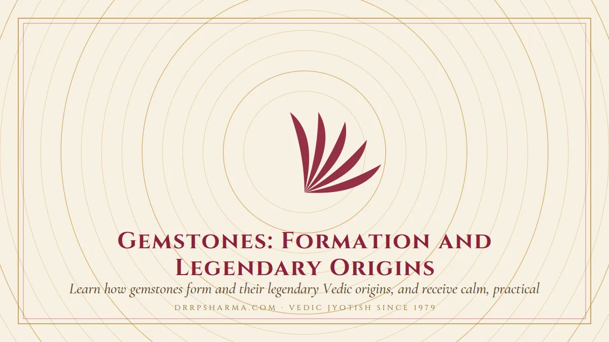 Gemstones: Formation and Legendary Origins — a lotus motif on a parchment plate