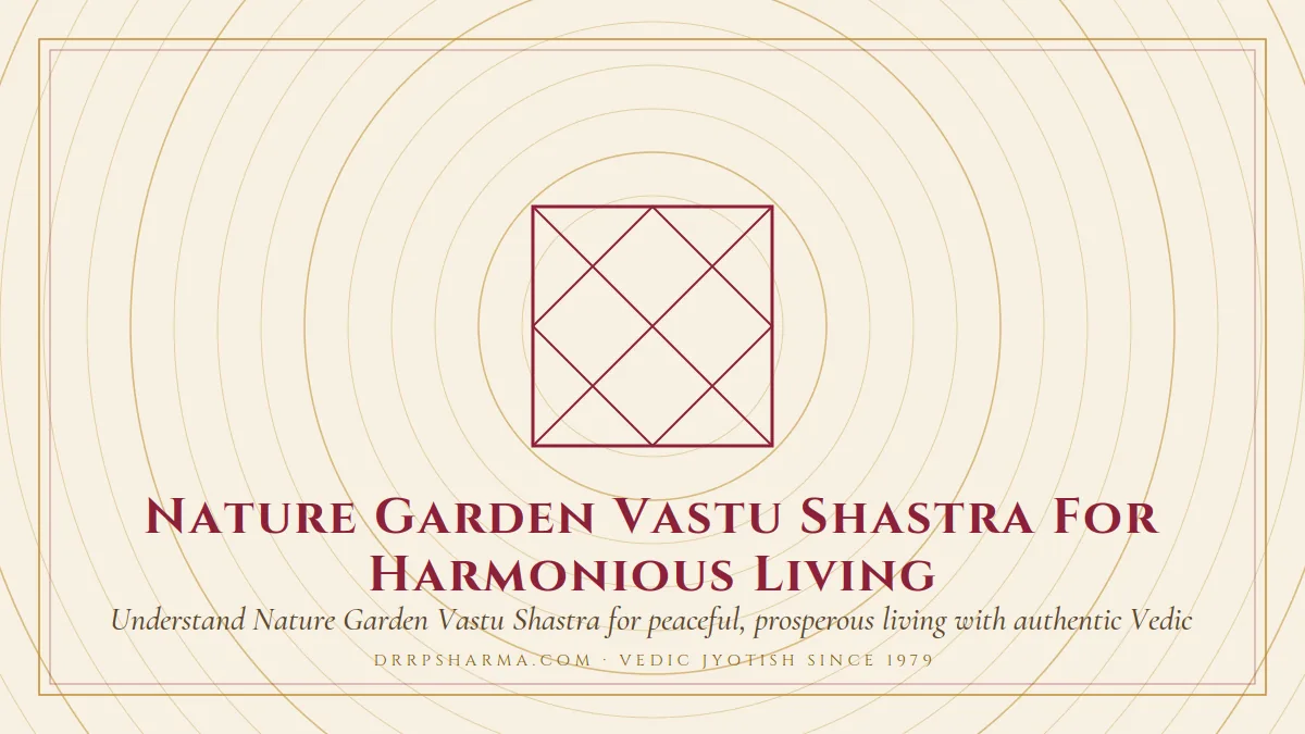 Nature Garden Vastu Shastra For Harmonious Living — a Vedic birth-chart (kundli) diagram motif on a parchment plate
