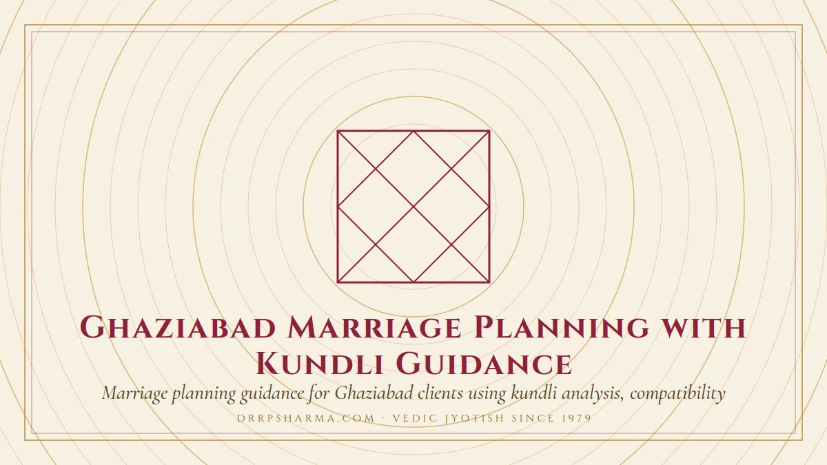 Ghaziabad Marriage Planning with Kundli Guidance — a Vedic birth-chart (kundli) diagram motif on a parchment plate