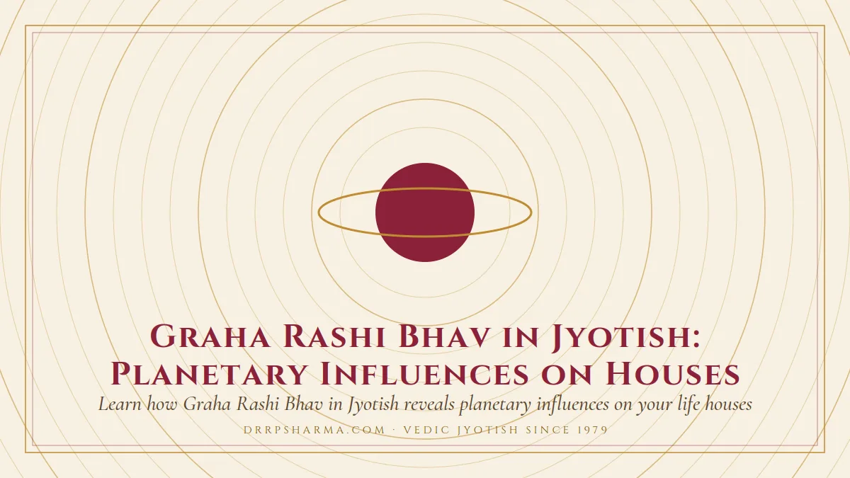 Graha Rashi Bhav in Jyotish: Planetary Influences on Houses — a ringed-planet motif on a parchment plate
