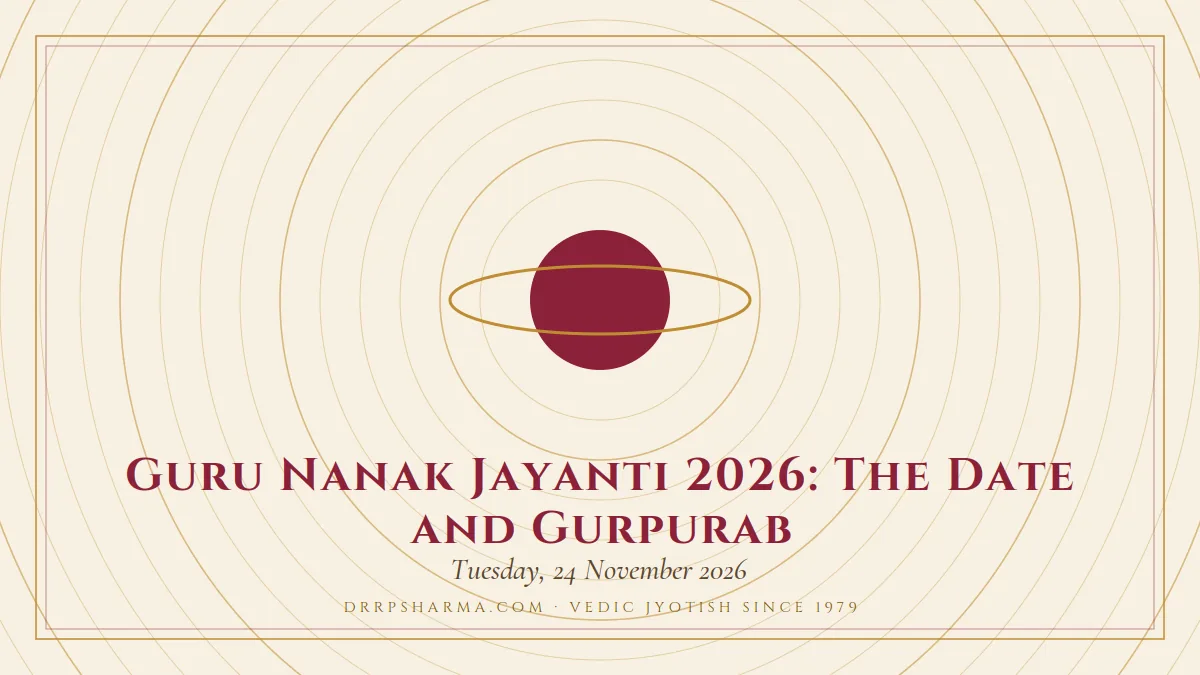 Guru Nanak Jayanti 2026: The Date and Gurpurab — a ringed-planet motif on a parchment plate