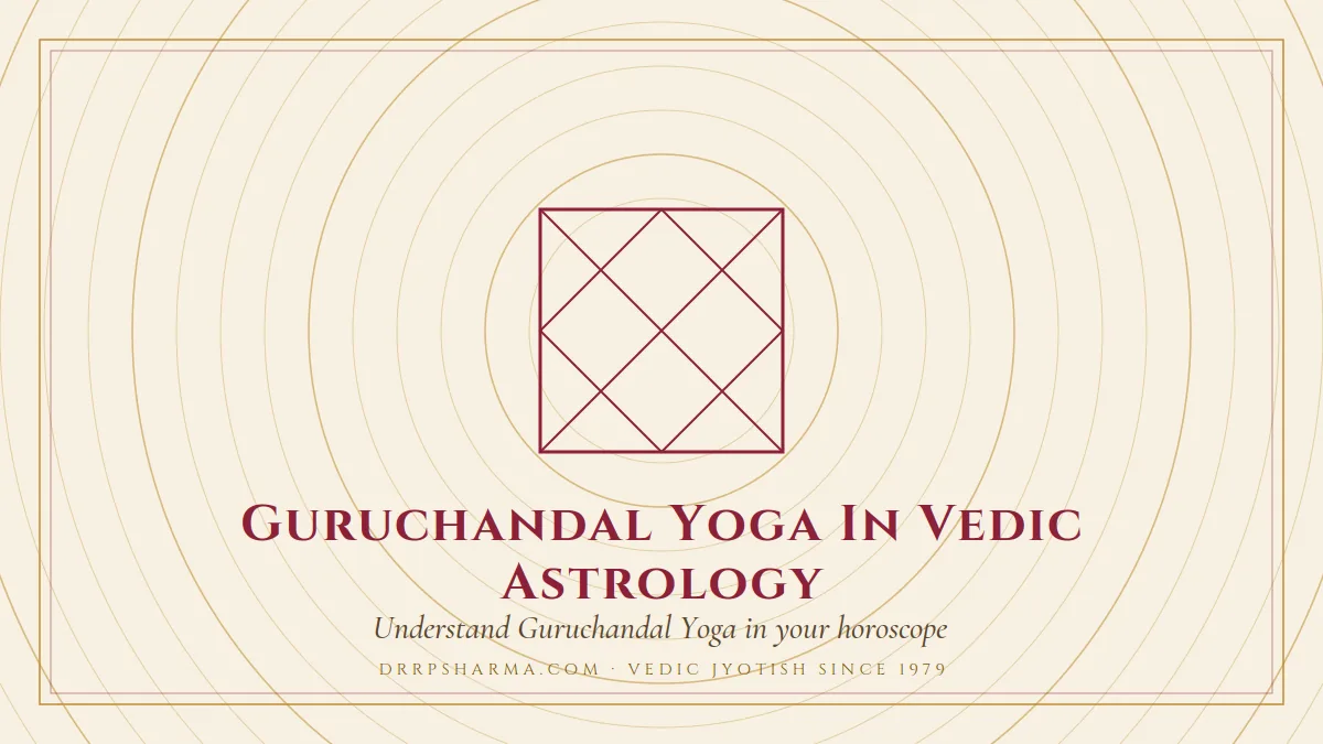 Guruchandal Yoga In Vedic Astrology — a Vedic birth-chart (kundli) diagram motif on a parchment plate