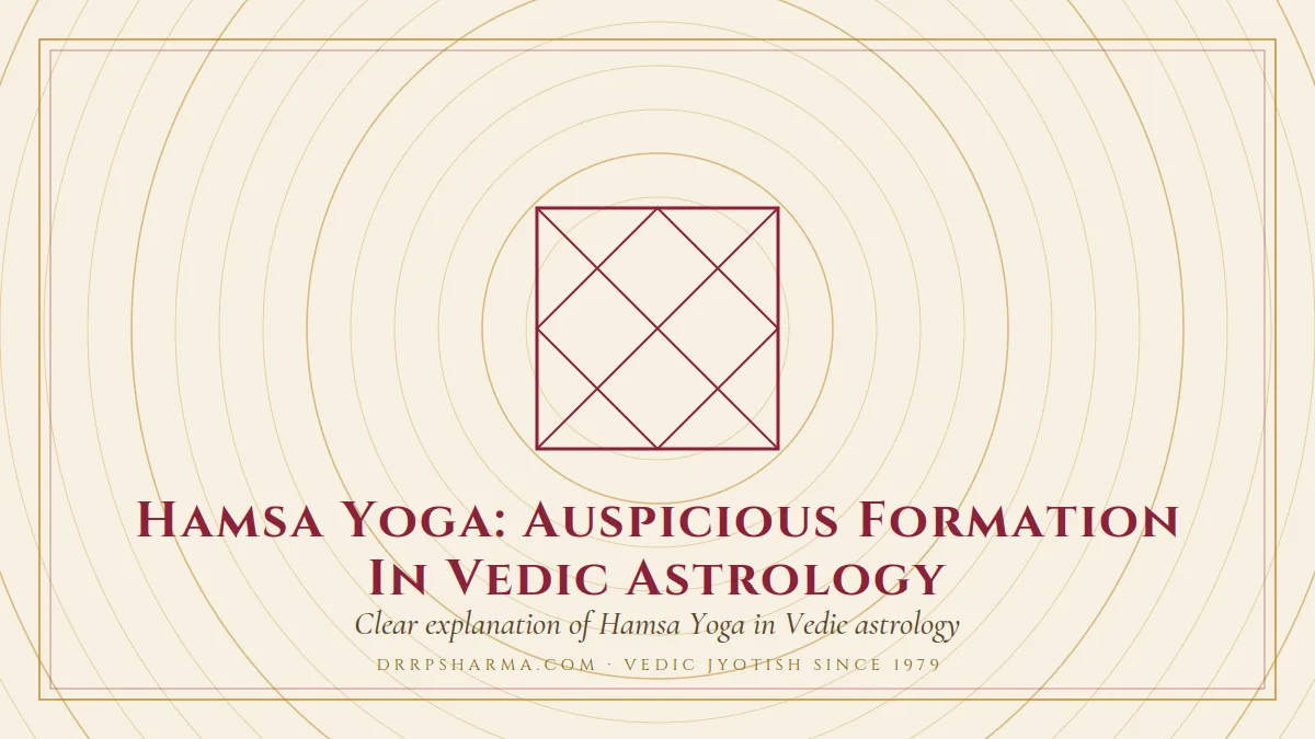 Hamsa Yoga: Auspicious Formation In Vedic Astrology — a Vedic birth-chart (kundli) diagram motif on a parchment plate