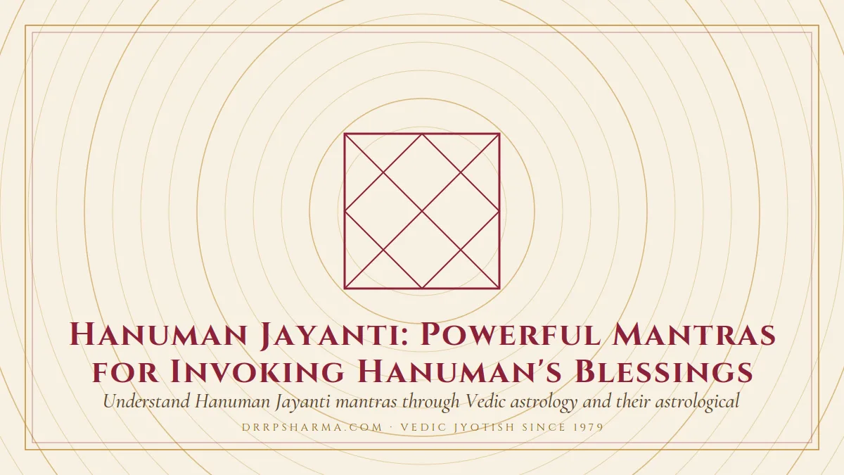 Hanuman Jayanti: Powerful Mantras for Invoking Hanuman's Blessings — a Vedic birth-chart (kundli) diagram motif on a parchment plate