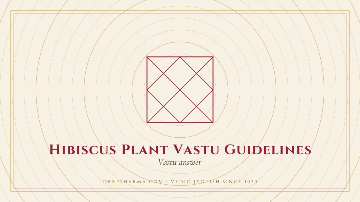 Hibiscus Plant Vastu Guidelines — a Vedic birth-chart (kundli) diagram motif on a parchment plate