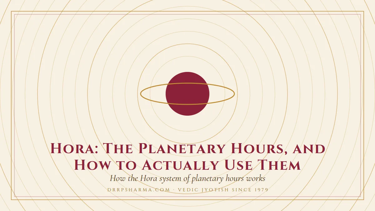 Hora: The Planetary Hours, and How to Actually Use Them — a ringed-planet motif on a parchment plate