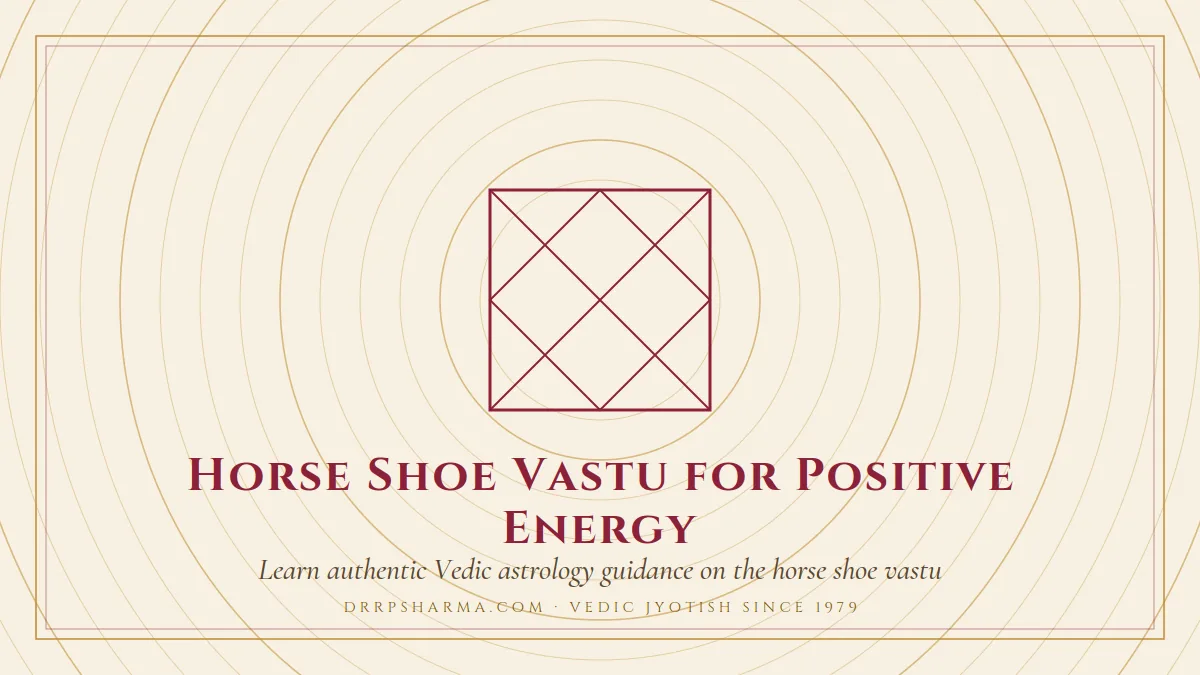 Horse Shoe Vastu for Positive Energy — a Vedic birth-chart (kundli) diagram motif on a parchment plate