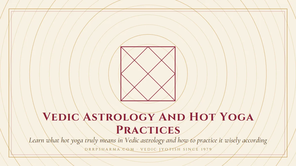 Vedic Astrology And Hot Yoga Practices — a Vedic birth-chart (kundli) diagram motif on a parchment plate