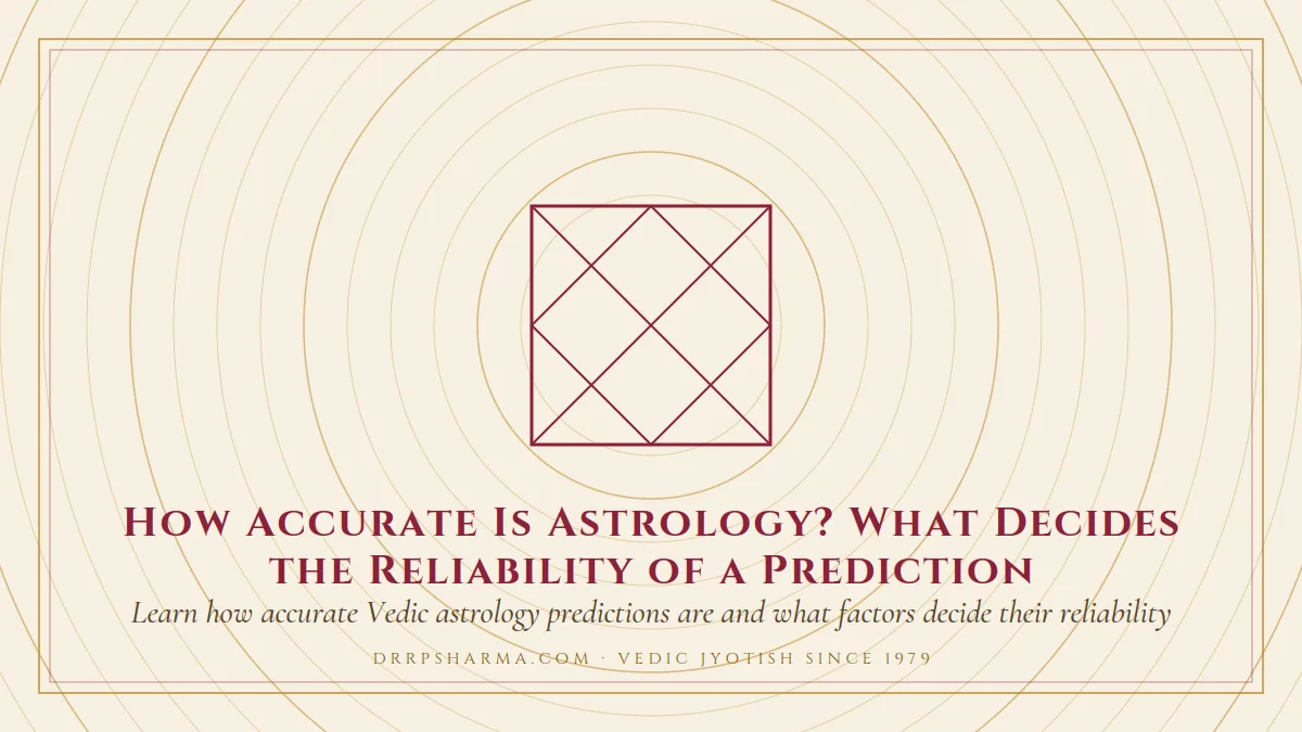 How Accurate Is Astrology? What Decides the Reliability of a Prediction — a Vedic birth-chart (kundli) diagram motif on a parchment plate