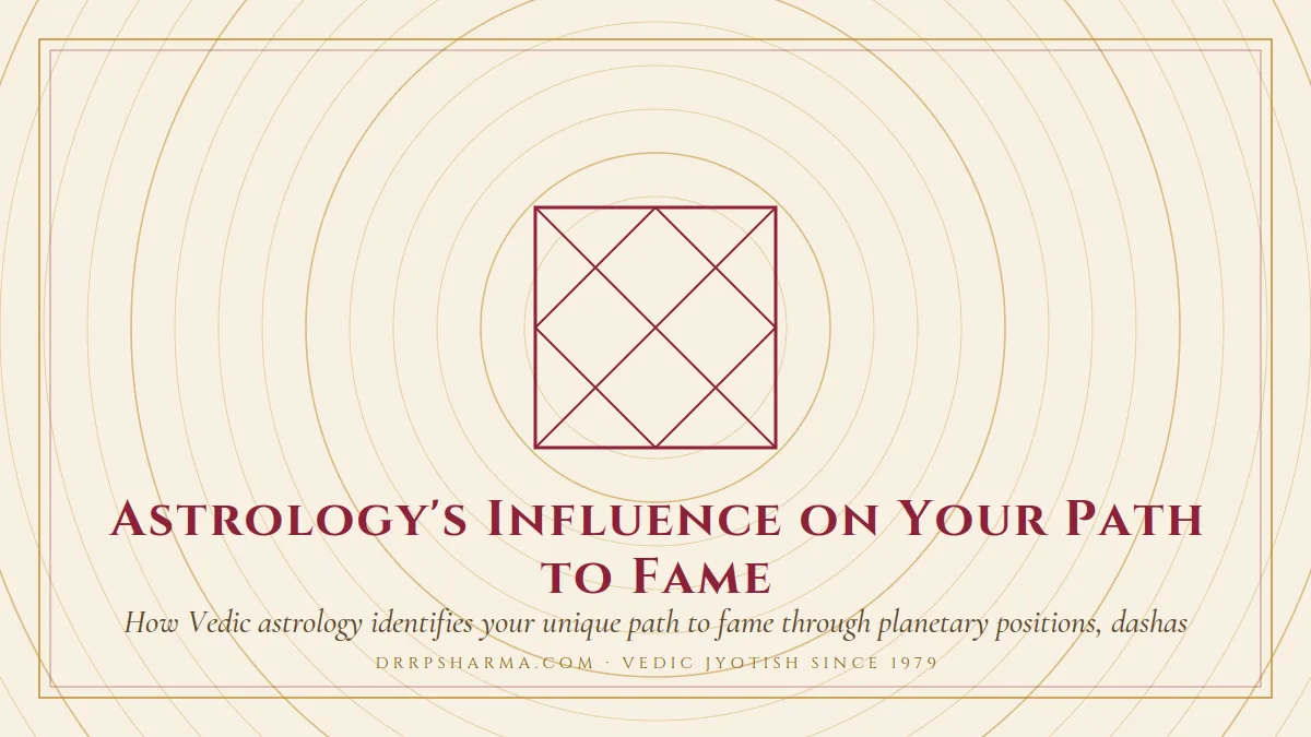 Astrology's Influence on Your Path to Fame — a Vedic birth-chart (kundli) diagram motif on a parchment plate