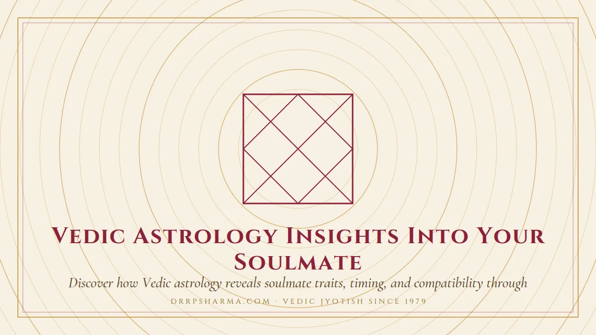 Vedic Astrology Insights Into Your Soulmate — a Vedic birth-chart (kundli) diagram motif on a parchment plate