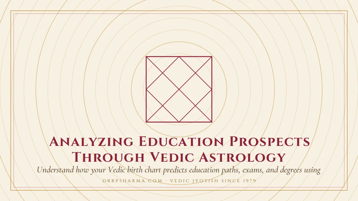 Analyzing Education Prospects Through Vedic Astrology — a Vedic birth-chart (kundli) diagram motif on a parchment plate