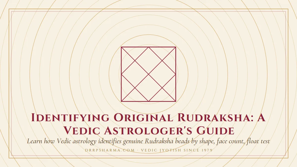 How to Identify an Original Rudraksha — a Vedic birth-chart (kundli) diagram motif on a parchment plate