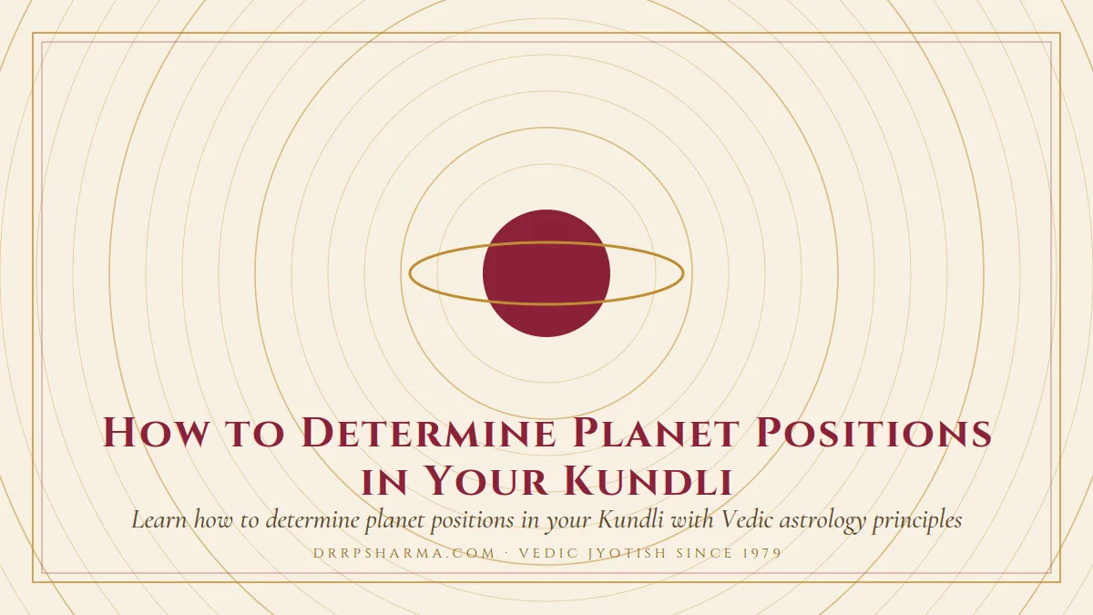 How to Determine Planet Positions in Your Kundli — a ringed-planet motif on a parchment plate
