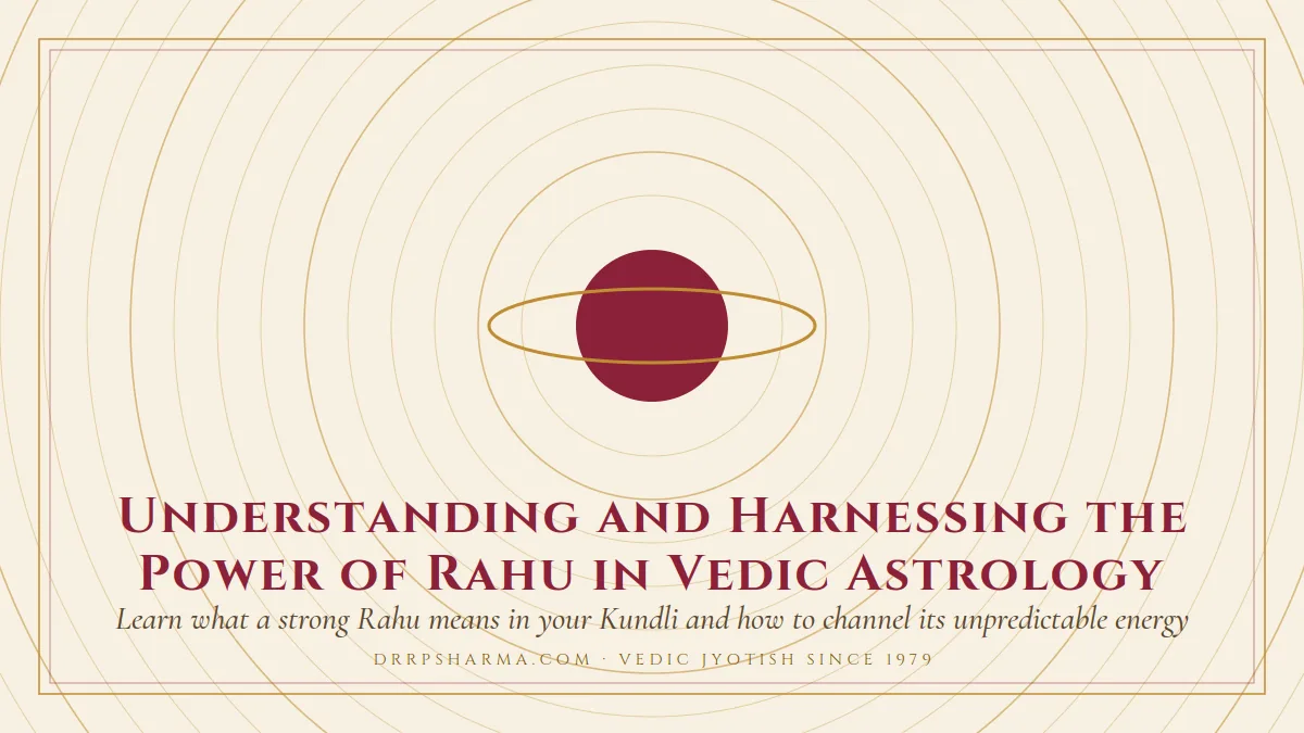 Understanding and Harnessing the Power of Rahu in Vedic Astrology — a ringed-planet motif on a parchment plate