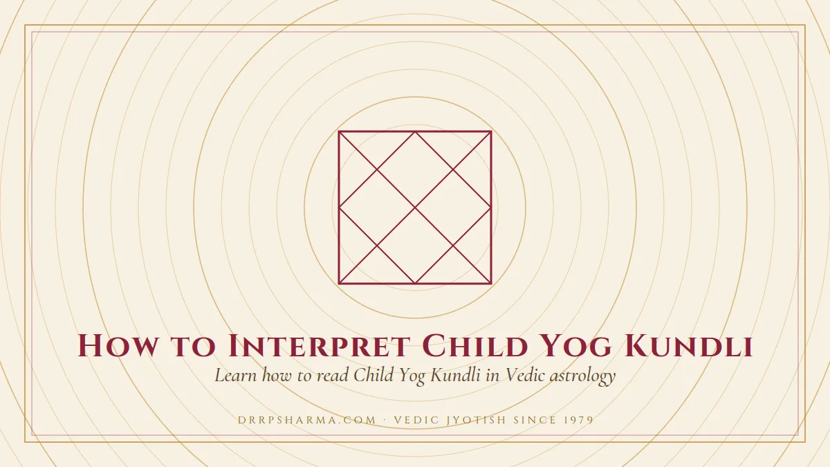 How to Interpret Child Yog Kundli — a Vedic birth-chart (kundli) diagram motif on a parchment plate