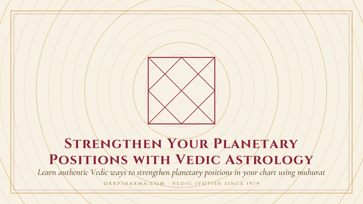 Strengthen Your Planetary Positions with Vedic Astrology — a Vedic birth-chart (kundli) diagram motif on a parchment plate