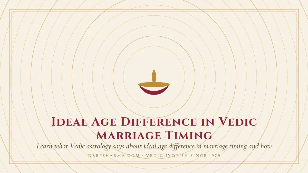 Ideal Age Difference in Vedic Marriage Timing — a lit diya lamp motif on a parchment plate