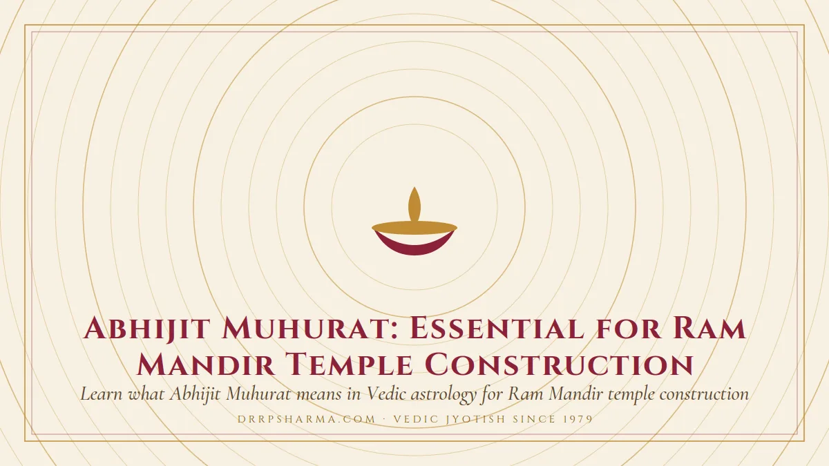 Abhijit Muhurat: Essential for Ram Mandir Temple Construction — a lit diya lamp motif on a parchment plate