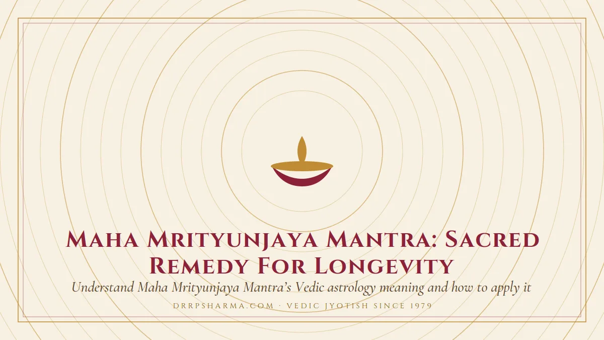 Maha Mrityunjaya Mantra: Sacred Remedy For Longevity — a lit diya lamp motif on a parchment plate