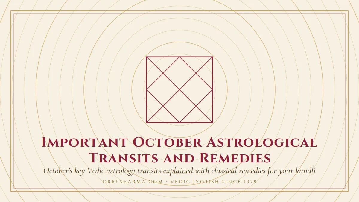 October 2026 Transits — a Vedic birth-chart (kundli) diagram motif on a parchment plate