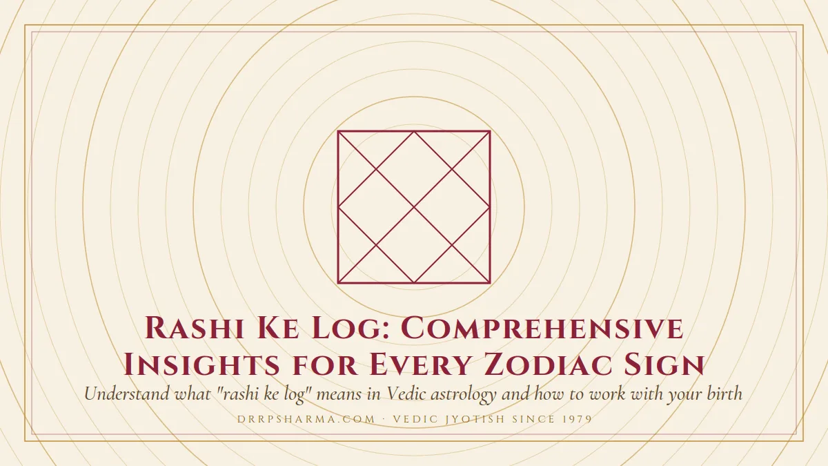 Rashi Ke Log: Comprehensive Insights for Every Zodiac Sign — a Vedic birth-chart (kundli) diagram motif on a parchment plate