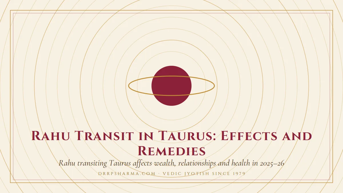 Rahu Transit in Taurus: Effects and Remedies — a ringed-planet motif on a parchment plate