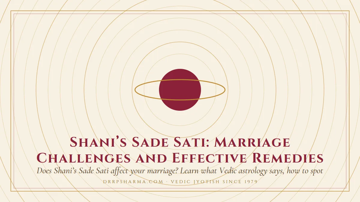 Shani’s Sade Sati: Marriage Challenges and Effective Remedies — a ringed-planet motif on a parchment plate
