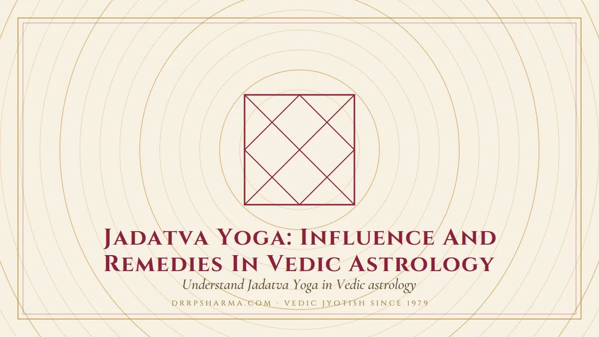 Jadatva Yoga — a Vedic birth-chart (kundli) diagram motif on a parchment plate
