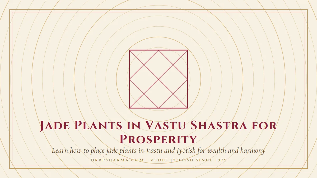 Jade Plants in Vastu Shastra for Prosperity — a Vedic birth-chart (kundli) diagram motif on a parchment plate