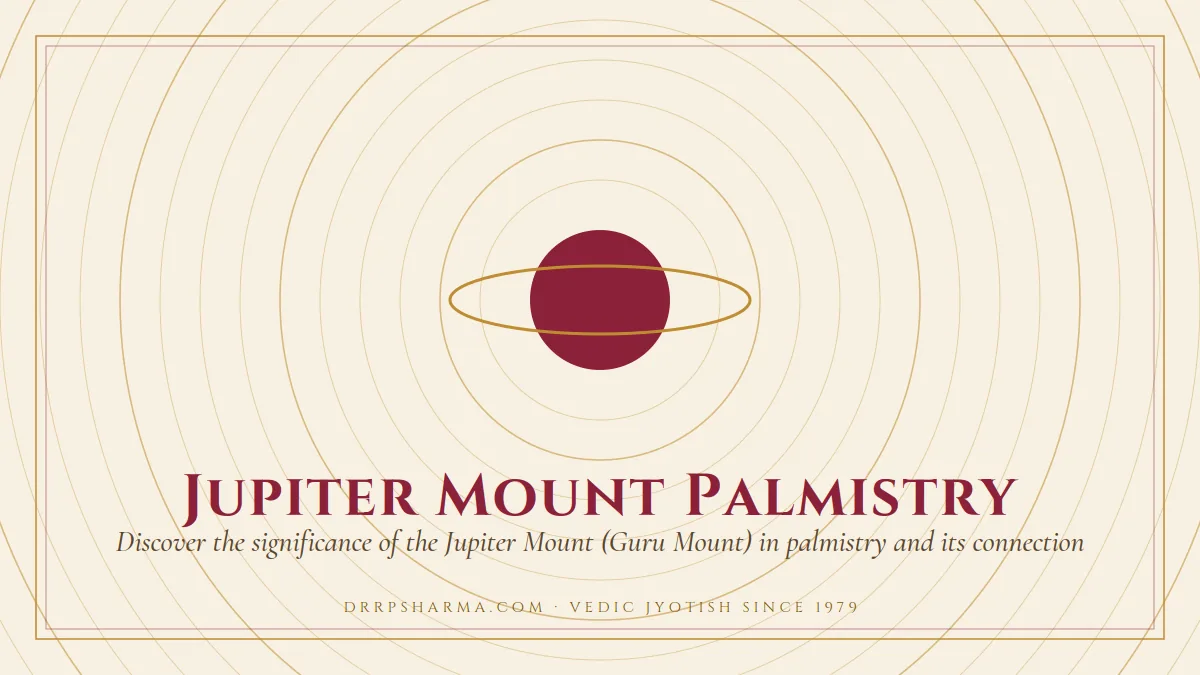 Jupiter Mount Palmistry — a ringed-planet motif on a parchment plate