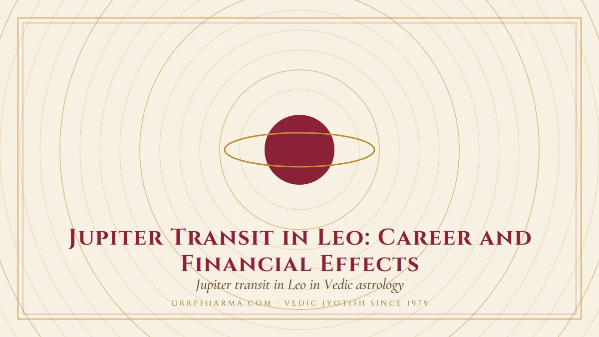 Jupiter Transit in Leo: Career and Financial Effects — a ringed-planet motif on a parchment plate