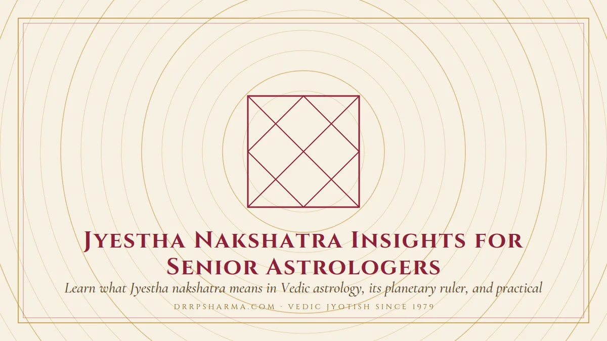 Jyestha Nakshatra: Meaning, Traits and Life Lessons — a Vedic birth-chart (kundli) diagram motif on a parchment plate