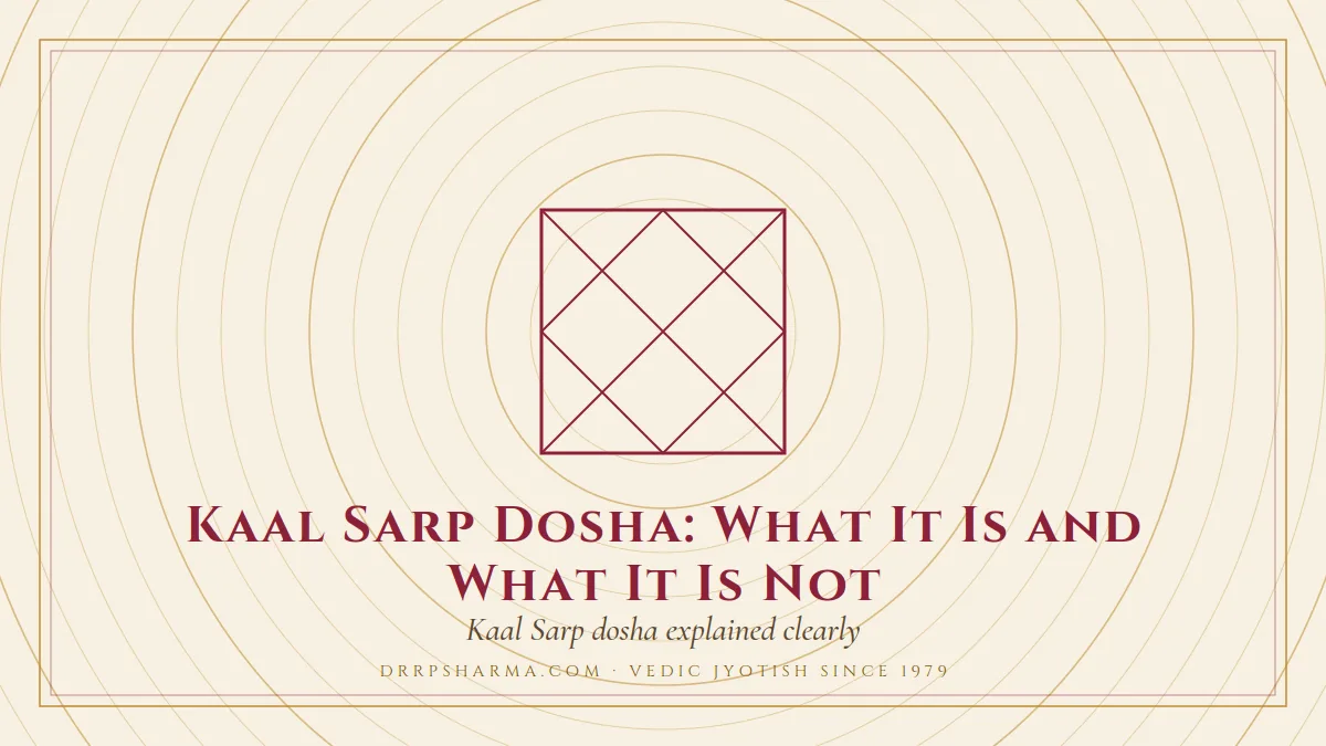 Kaal Sarp Dosha: What It Is and What It Is Not — a Vedic birth-chart (kundli) diagram motif on a parchment plate