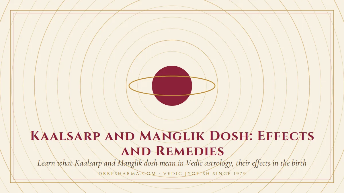 Kaalsarp and Manglik Dosh: Effects and Remedies — a ringed-planet motif on a parchment plate