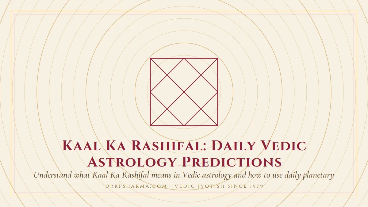 Kaal Ka Rashifal: Daily Vedic Astrology Predictions — a Vedic birth-chart (kundli) diagram motif on a parchment plate