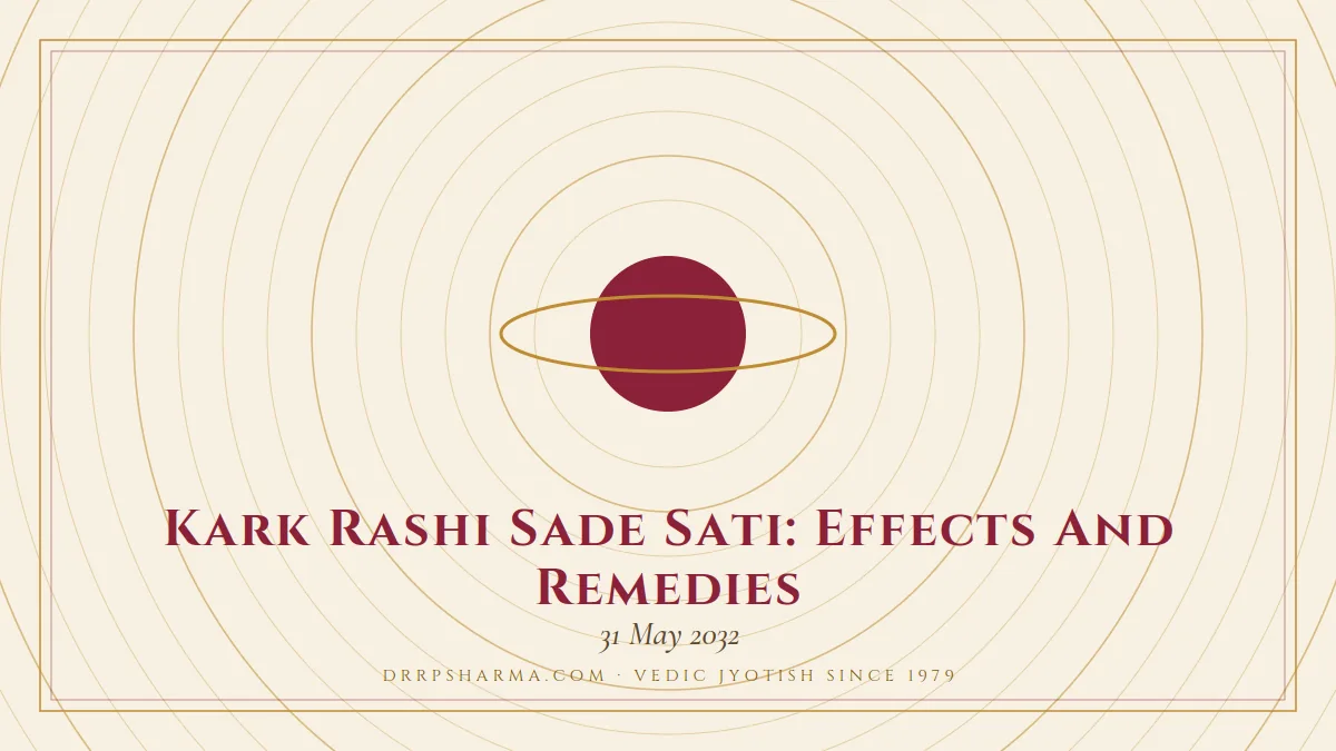Kark Rashi Sade Sati: Effects And Remedies — a ringed-planet motif on a parchment plate
