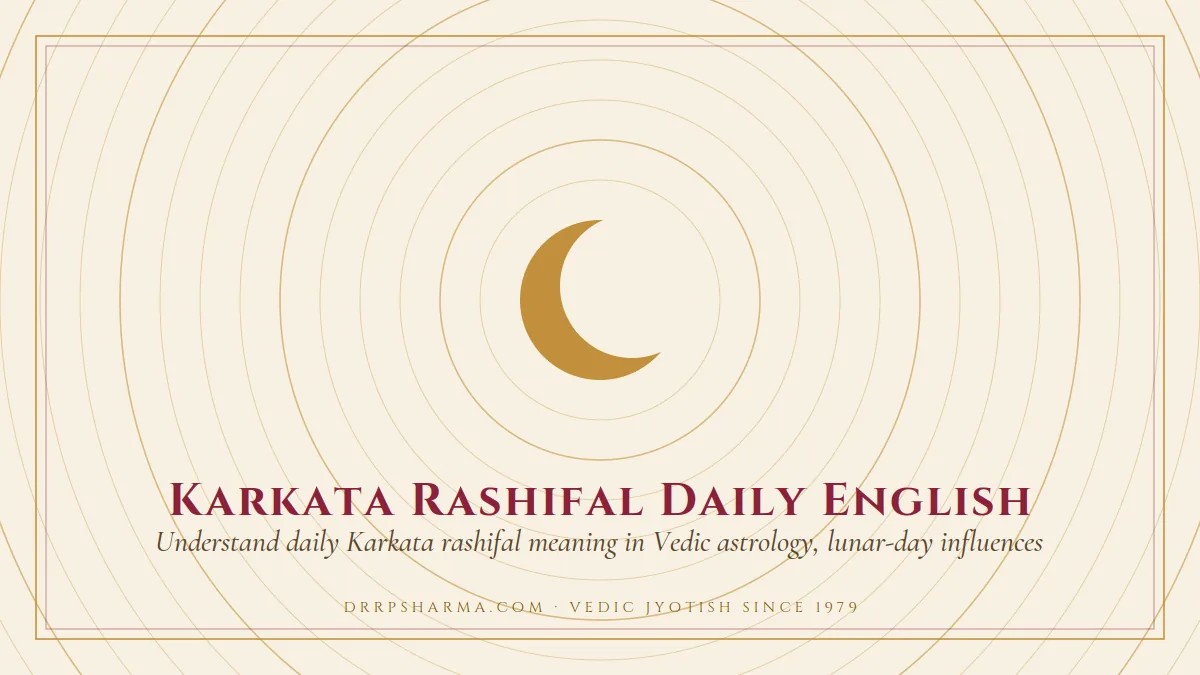 Karkata Rashifal Daily English — a gold crescent-moon motif on a parchment plate