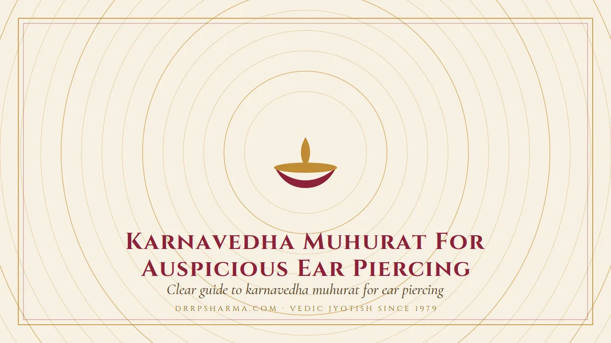 Karnavedha Muhurat For Auspicious Ear Piercing — a lit diya lamp motif on a parchment plate
