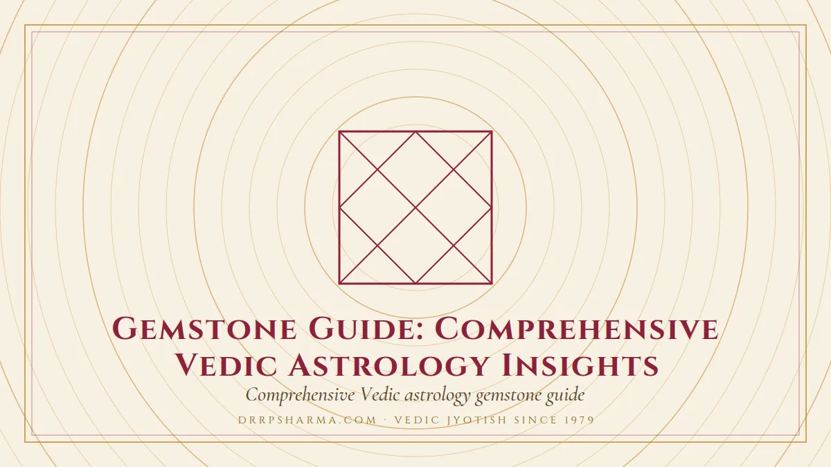 Gemstone Guide: Comprehensive Vedic Astrology Insights — a Vedic birth-chart (kundli) diagram motif on a parchment plate