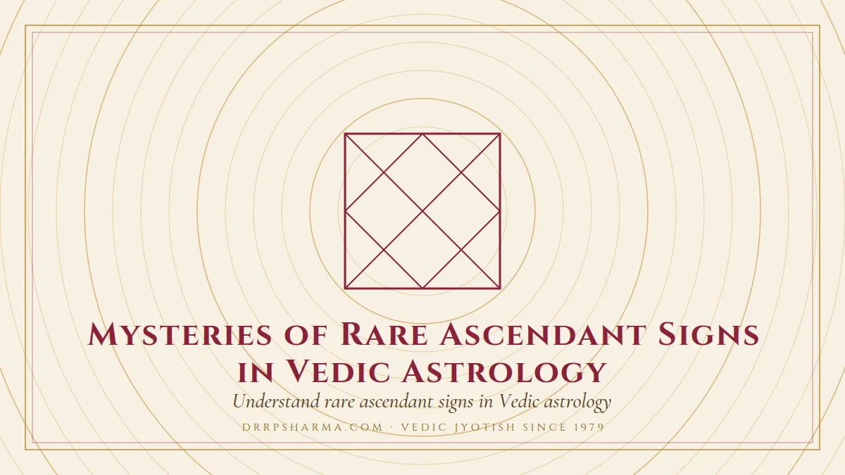 Mysteries of Rare Ascendant Signs in Vedic Astrology — a Vedic birth-chart (kundli) diagram motif on a parchment plate