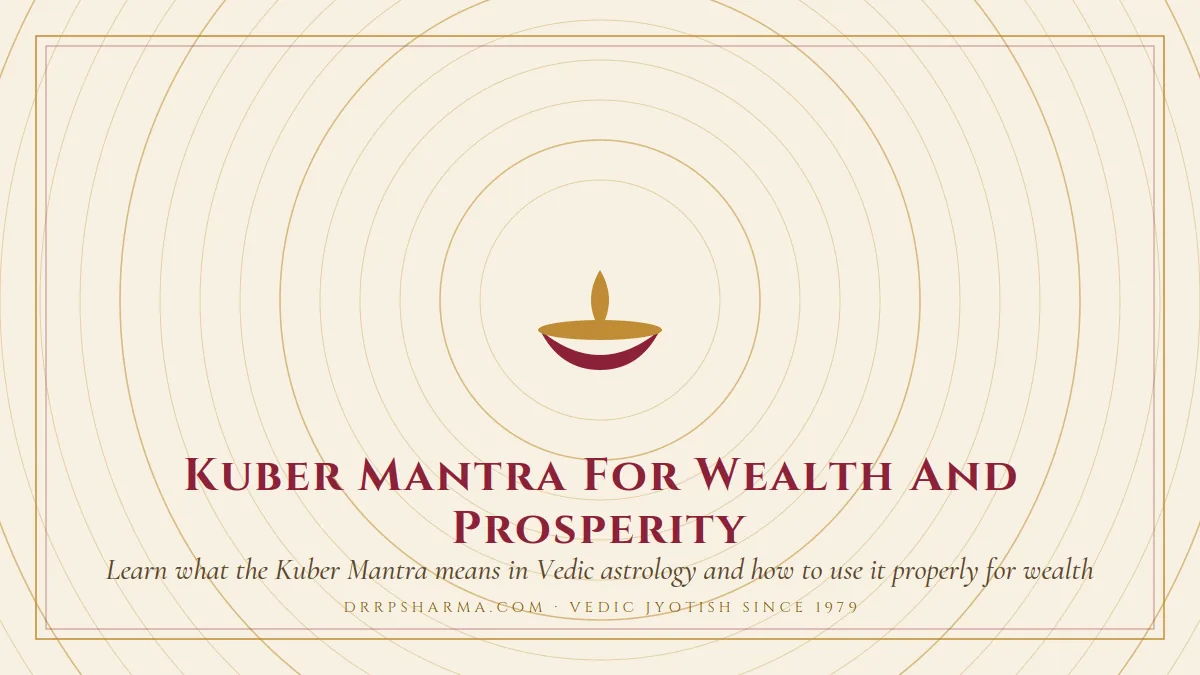 Kuber Mantra For Wealth And Prosperity — a lit diya lamp motif on a parchment plate