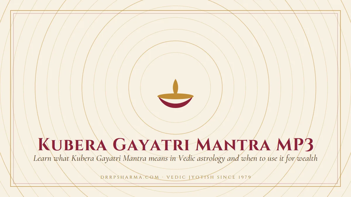 Kubera Gayatri Mantra MP3 — a lit diya lamp motif on a parchment plate