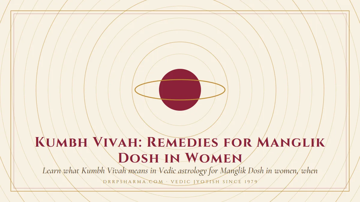 Kumbh Vivah: Remedies for Manglik Dosh in Women — a ringed-planet motif on a parchment plate