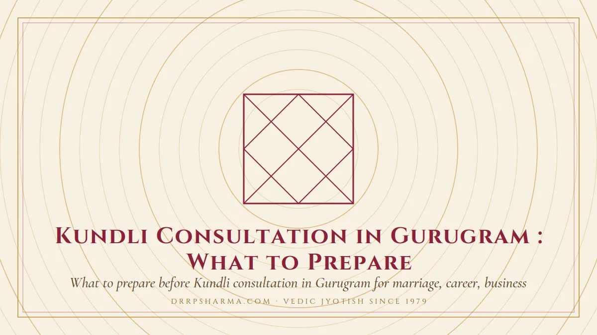 Kundli Consultation in Gurugram : What to Prepare — a Vedic birth-chart (kundli) diagram motif on a parchment plate