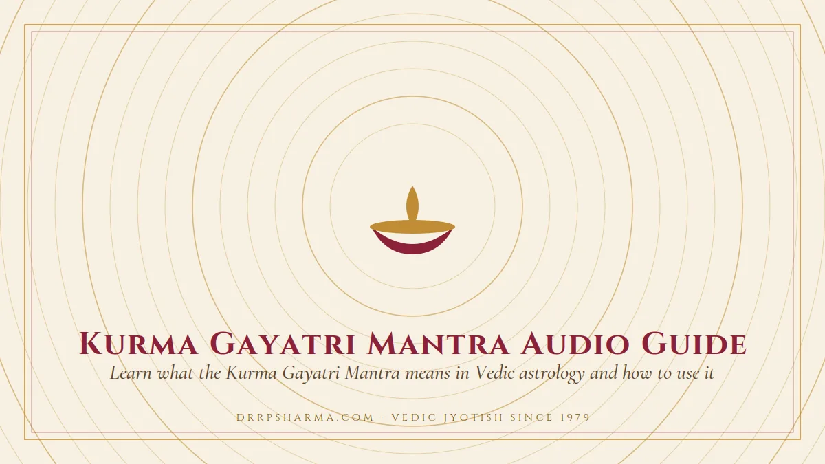 Kurma Gayatri Mantra Audio Guide — a lit diya lamp motif on a parchment plate