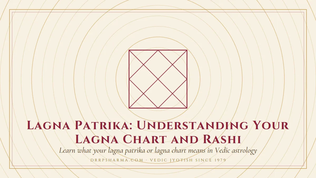 Lagna Patrika: Understanding Your Lagna Chart and Rashi — a Vedic birth-chart (kundli) diagram motif on a parchment plate