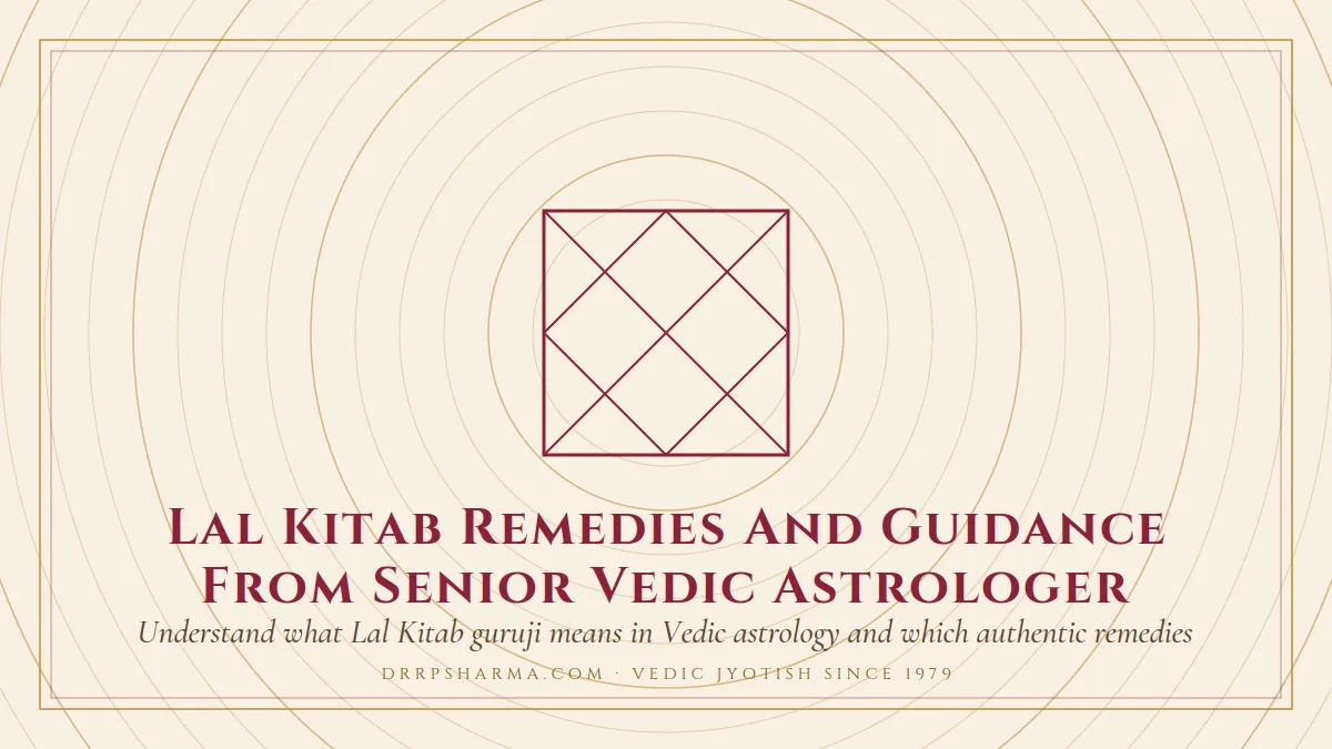 Lal Kitab Remedies and Guidance — a Vedic birth-chart (kundli) diagram motif on a parchment plate